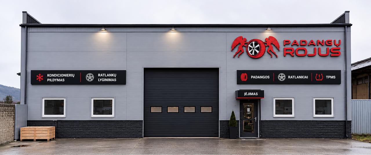 Padangų rojaus servisas Šaltupio g. 8, Vilniuje — pastato fasadas